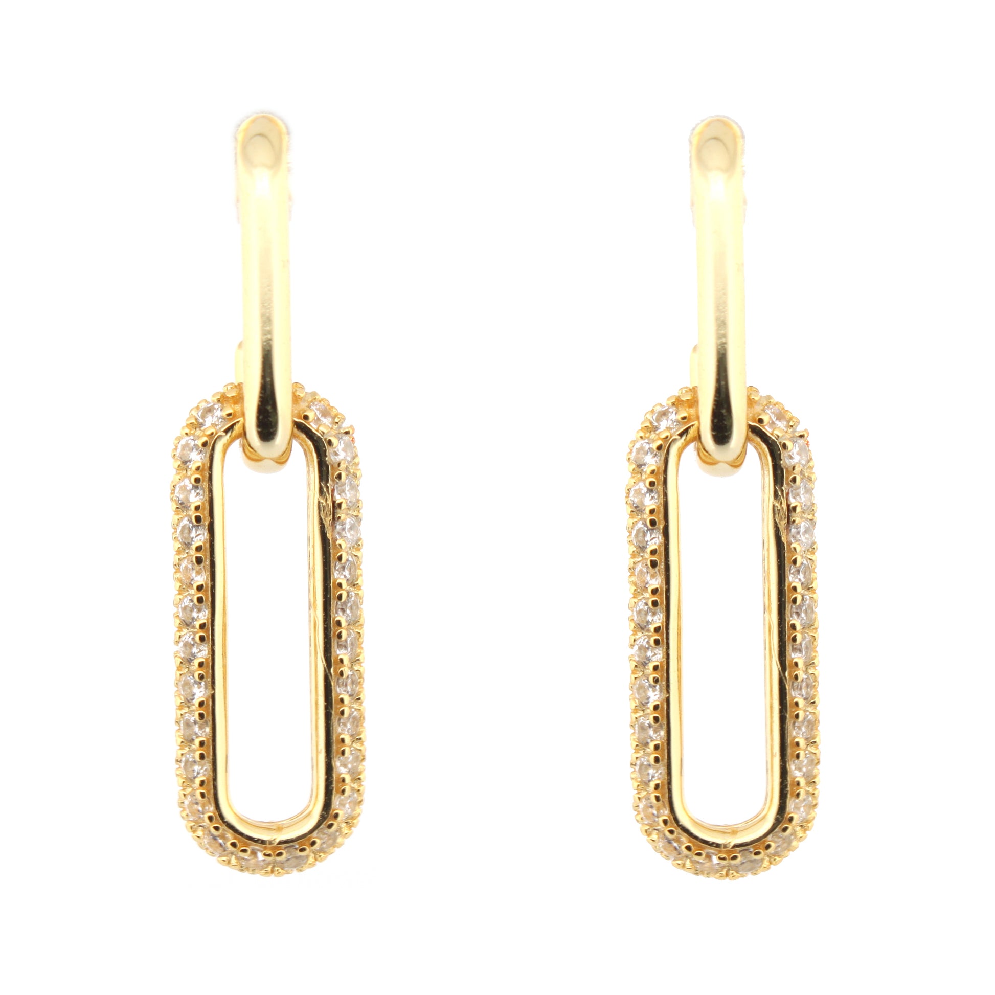 925 Silver 14ct Gold Plated Cubic Zirconia Set Stud Drop Earrings