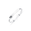 925 Sterling Silver Cubic Zirconia Set Heart Diamond Cut Id Expanding Baby / Childrens Bangle