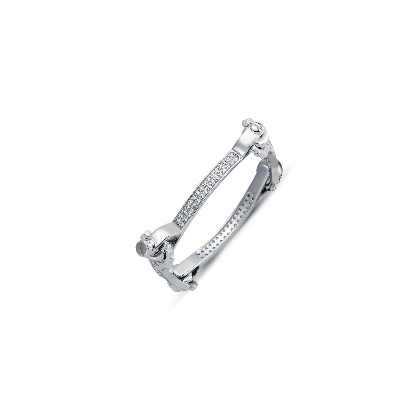 925 Sterling Silver Cubic Zirconia Set Spanner & Socket Bracelet Baby / Childrens Bangle