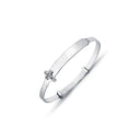 925 Sterling Silver Cubic Zirconia Set Cross Diamond Cut Expanding Baby / Childrens Bangle
