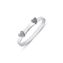 925 Sterling Silver Cubic Zirconia Set Twin Heart Expanding Baby / Childrens Bangle