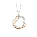 925 Silver Cubic Zirconia Set Double Heart Necklace