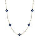 925 Silver 14ct Gold Plated Cubic Zirconia Set Clover Necklace
