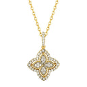 925 Silver 14ct Gold Plated Cubic Zirconia Set Clover Pendant
