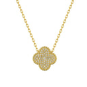 925 Silver 14ct Gold Plated Cubic Zirconia Set Clover Necklace
