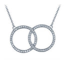 925 Silver Rhodium Plated Cubic Zirconia Set Twin Circle of Life Necklace
