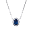 925 Silver Rhodium Plated Cubic Zirconia Set Princess Kate Necklace Blue