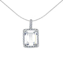 925 Silver Emerald Cut Cubic Zirconia Cluster Pendant