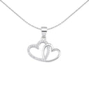 925 Silver Cubic Zirconia Double heart Pendant