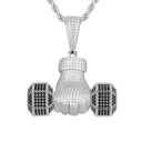 925 Silver Cubic Zirconia Set Dumbell Pendant