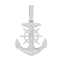 925 Silver Cubic Zirconia Set Anchor Pendant