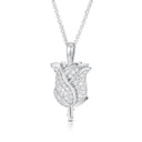 925 Silver Cubic Zirconia Set Tulip Pendant