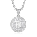925 Silver Cubic Zirconia Set Bitcoin Pendant
