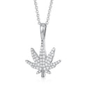 925 Silver Cubic Zirconia Set Cannabis Leaf Pendant