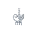925 Silver Cubic Zirconia Set Cat Pendant