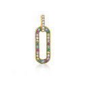 925 Silver 14ct Gold Plated Multi Col Cubic Zirconia Set Pendant
