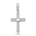 925 Silver Large Cubic Zirconia Brilliant and Baguette Cut Cross