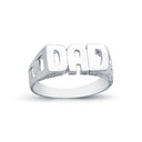 925 Silver Dad Ring Curb Shoulders