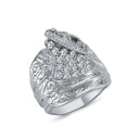 925 Silver Cubic Zirconia Set Saddle Ring