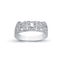 925 Silver Cubic Zirconia Set Mum Ring Filligree Shoulders