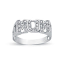 925 Silver Cubic Zirconia Set Mum Ring Curb Shoulders