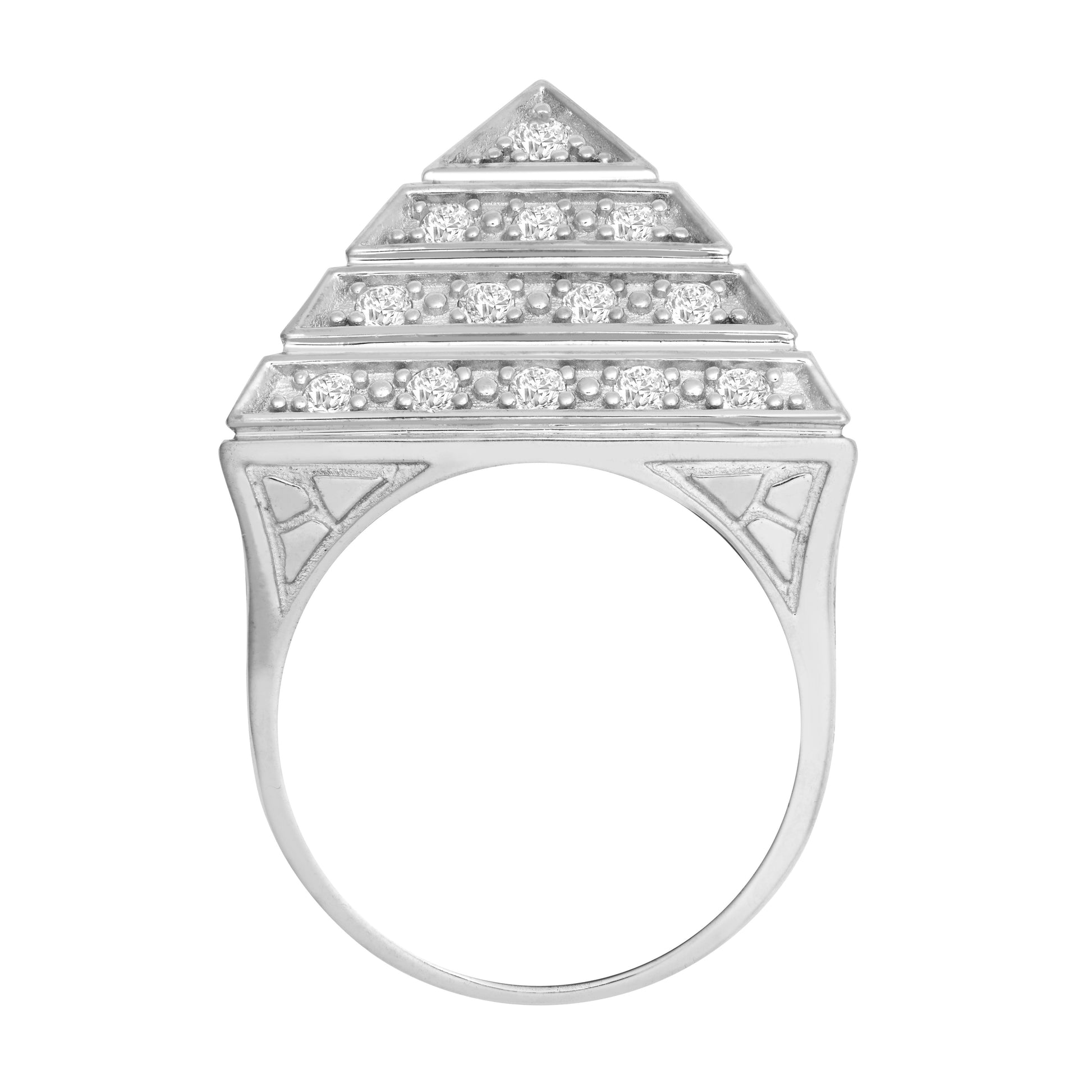 925 Silver Cubic Zirconia Set Pyramid Ring