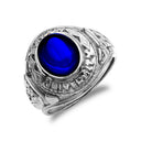 925 Silver Blue Stone College Ring