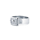 925 Silver Rhodium Cubic Zirconia Set Buckle Ring