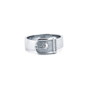 925 Silver Rhodium Cubic Zirconia Set Buckle Ring