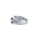 925 Silver Rhodium Cubic Zirconia Set Buckle Ring