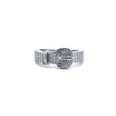 925 Silver Rhodium Cubic Zirconia Set Buckle Ring