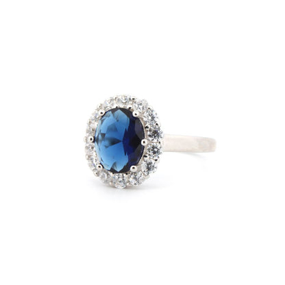 925 Silver Rhodium Cubic Zirconia Set Dress Ring