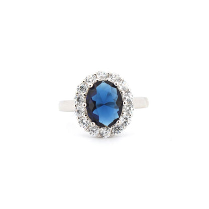 925 Silver Rhodium Cubic Zirconia Set Dress Ring