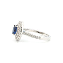 925 Silver Rhodium Cubic Zirconia Set Oval Cluster Sapphire Centre