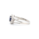 925 Silver Rhodium Cubic Zirconia Set Round Cluster Sapphire Centre
