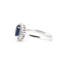 925 Silver Rhodium Cubic Zirconia Set Oval Cluster Sapphire Centre