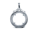 925 Silver Sovereign Size Pendant Mount Rope Edge