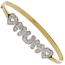 Yellow Gold Cubic Zirconia Heart / Mum Bangle