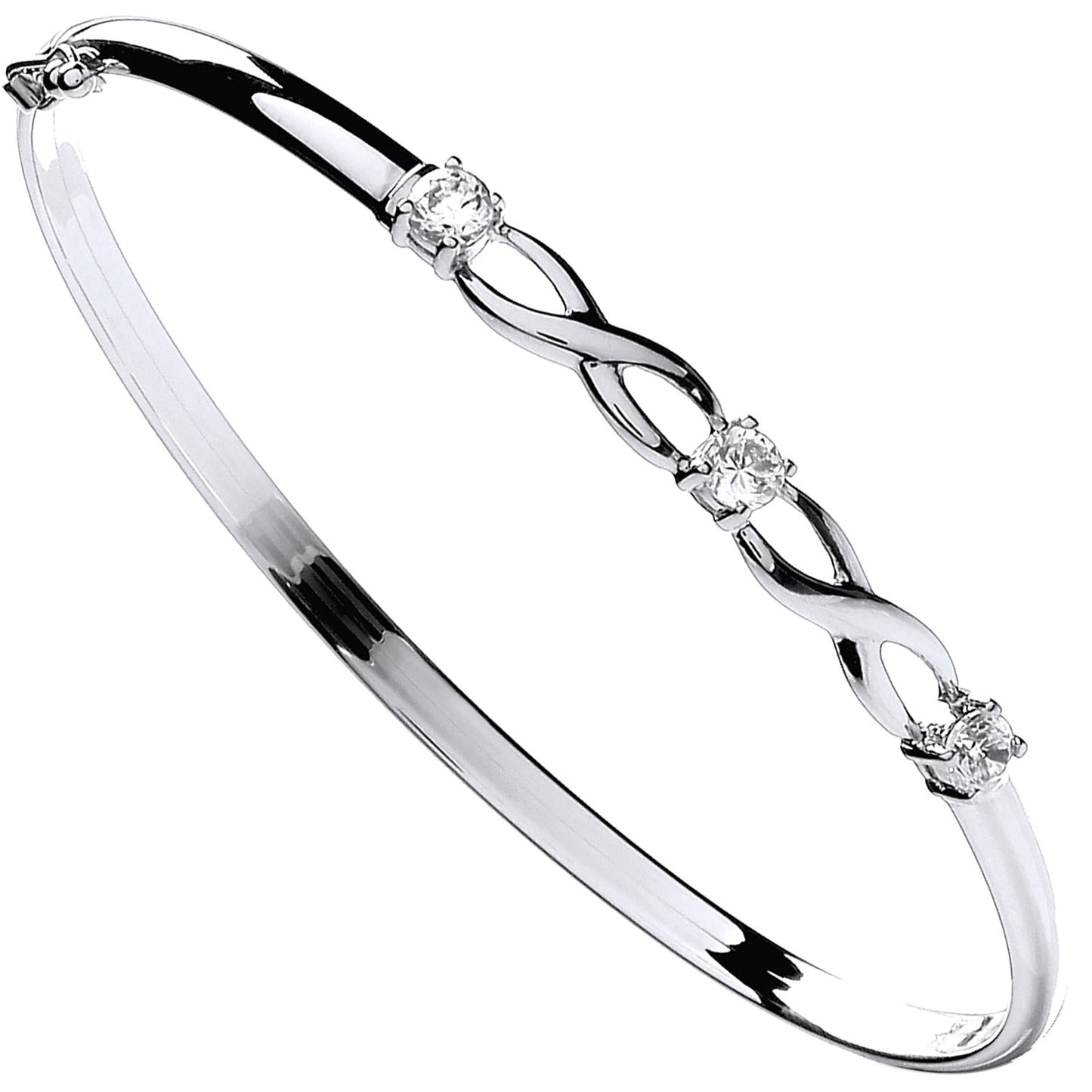 White Gold Cubic Zirconia Bangle - 9ct Gold