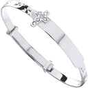 White Gold D/C Expandable Baby Bangle Cubic Zirconia Cross