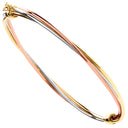 Yellow, White & Rose Gold Hollow Tube Ladies Bangle