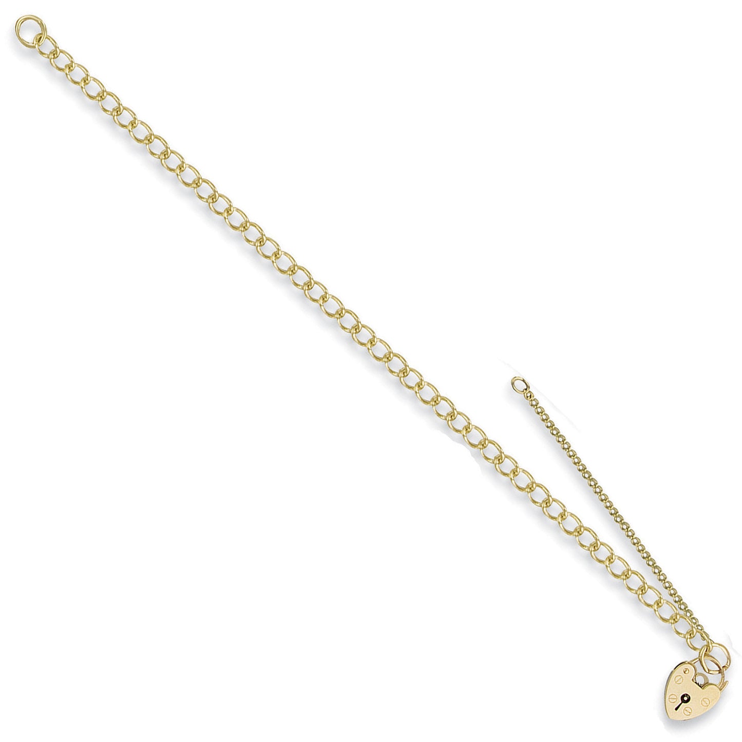 Yellow Gold Open Curb & Padlock Charm Baby/Ladies Bracelet - 9ct Gold
