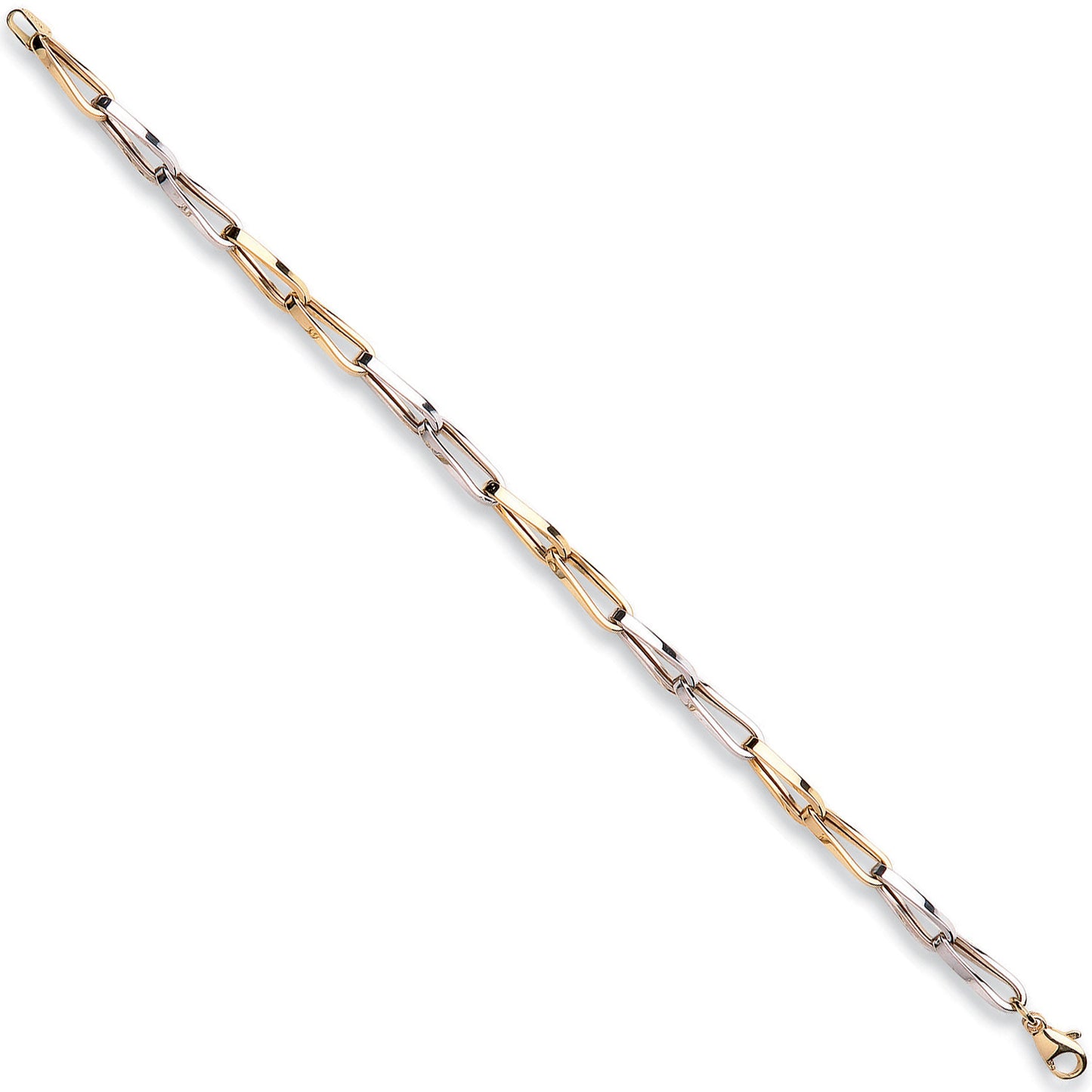 White & Yellow Gold Link Bracelet - 9ct Gold