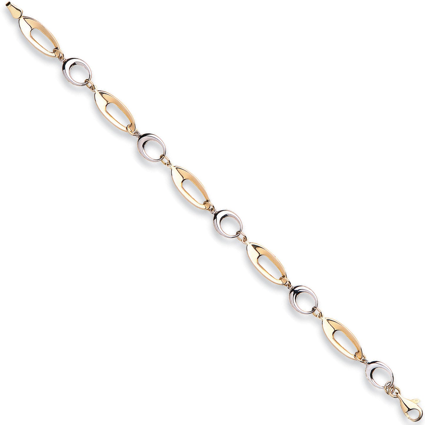 White & Yellow Gold Fancy Link Bracelet - 9ct Gold