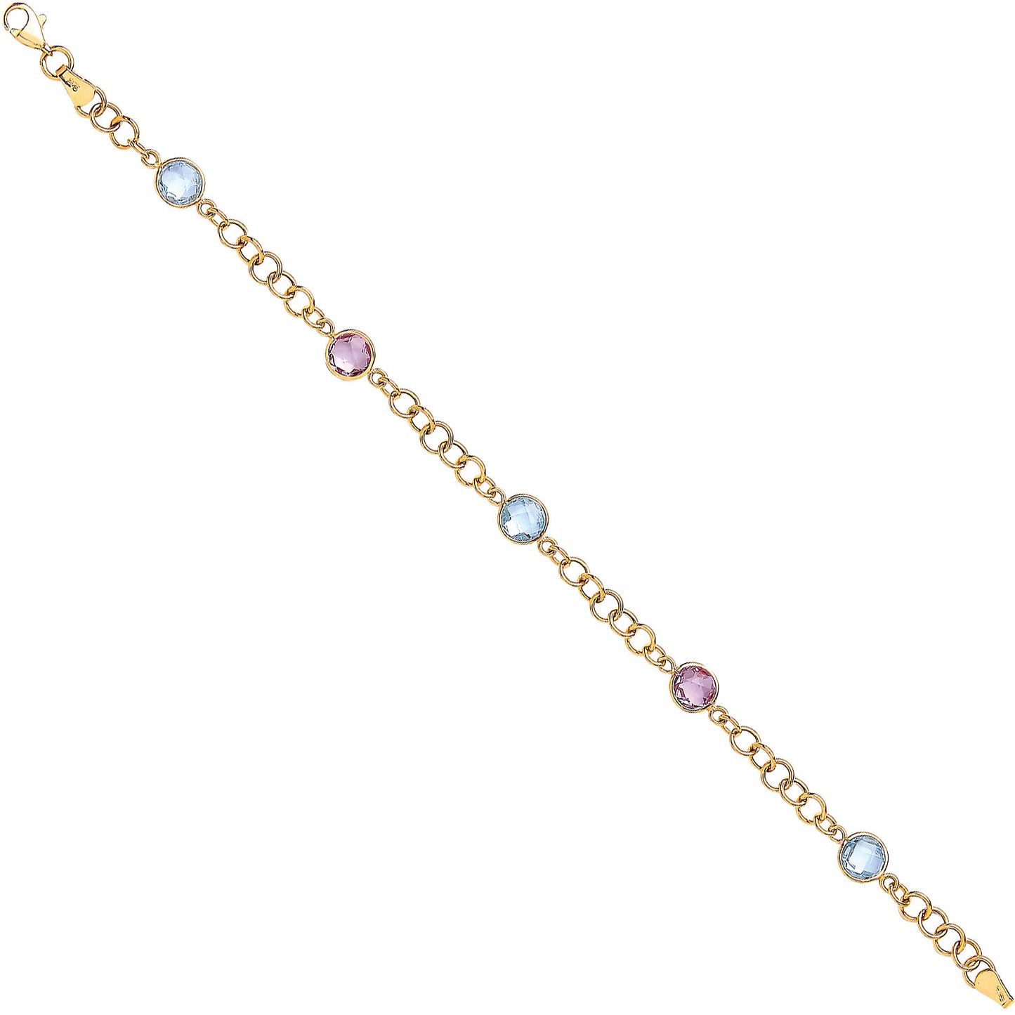 Yellow Gold Genuine Amethyst & Blue Topaz Bracelet - 9ct Gold