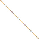 Yellow Gold Ladies Bracelet With Amethyst & Blue Topaz