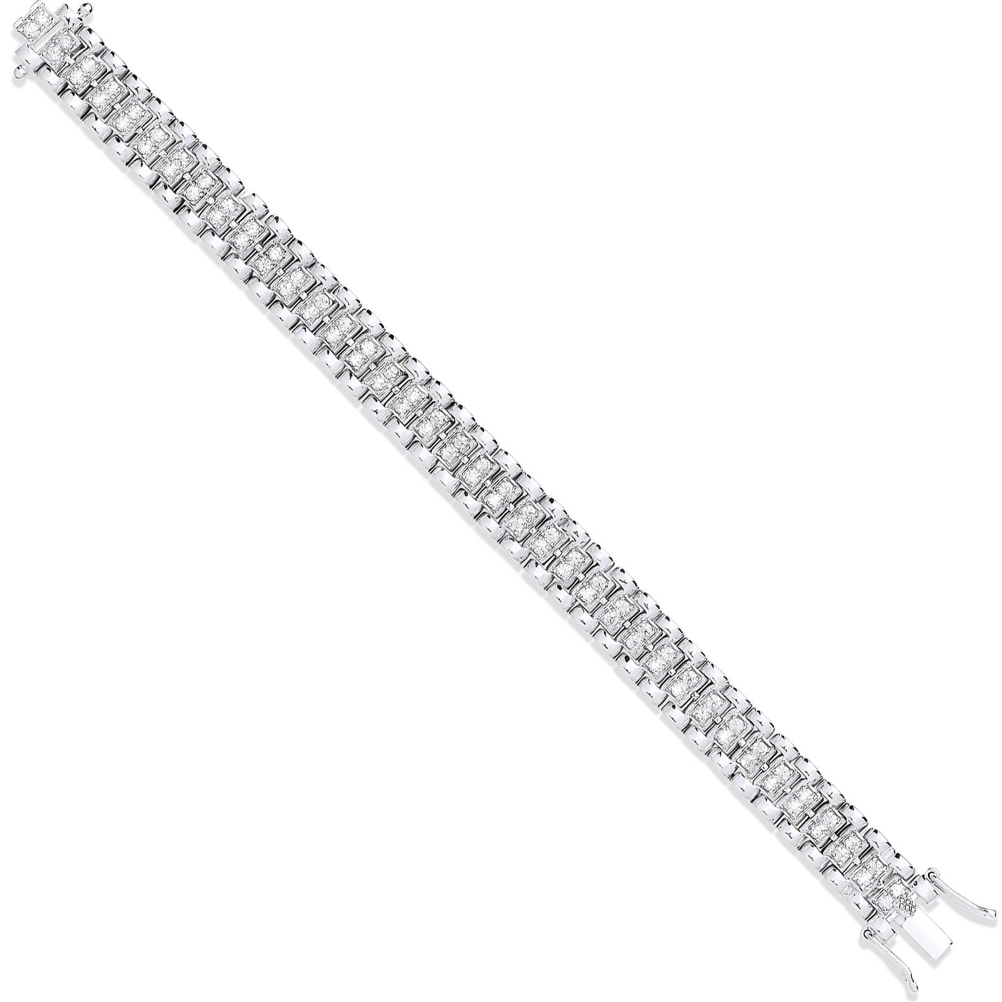 White Gold Fancy Link Cubic Zirconia Child/Ladies Bracelet - 9ct Gold
