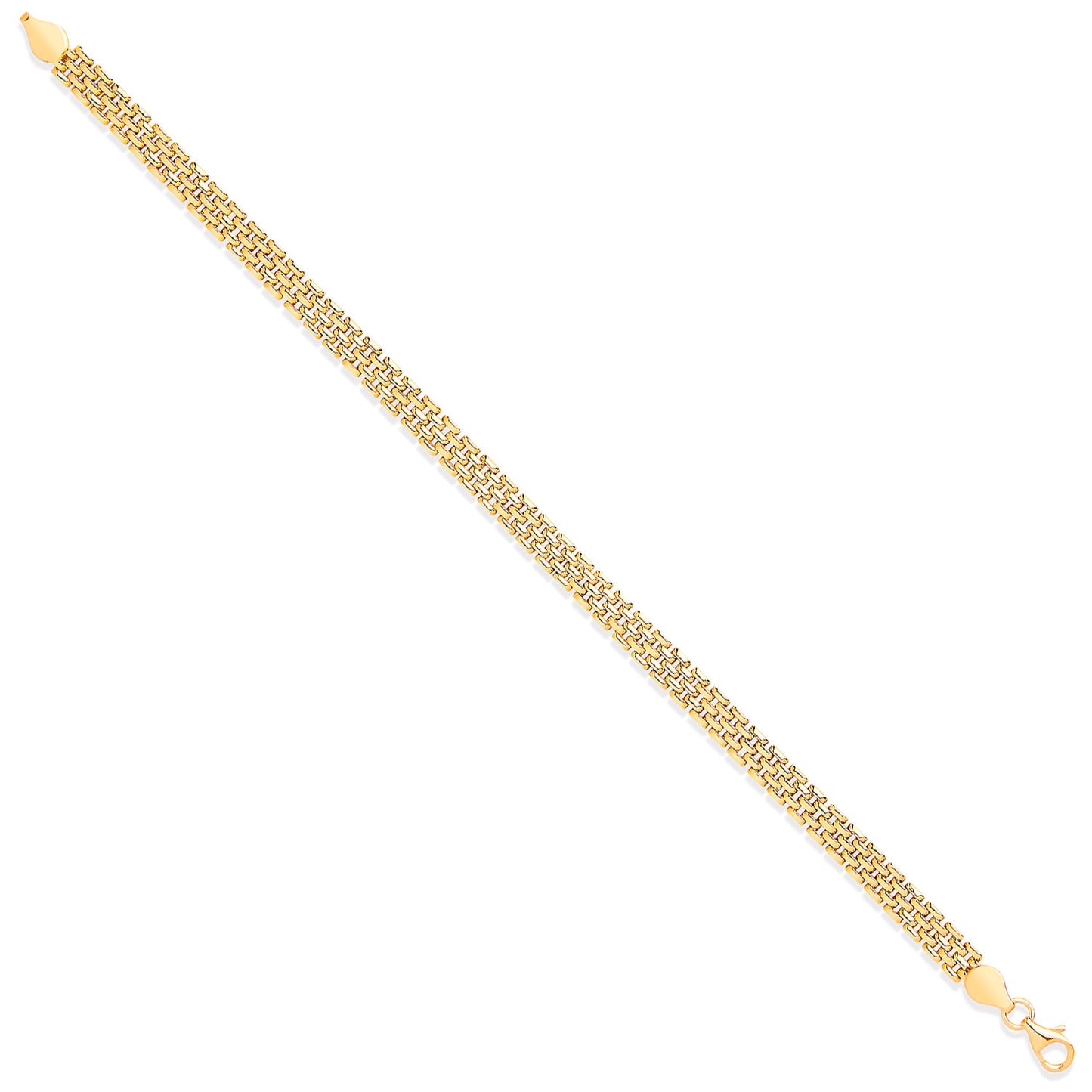 Yellow Gold Panther Link 5 Row Ladies Bracelet - 9ct Gold