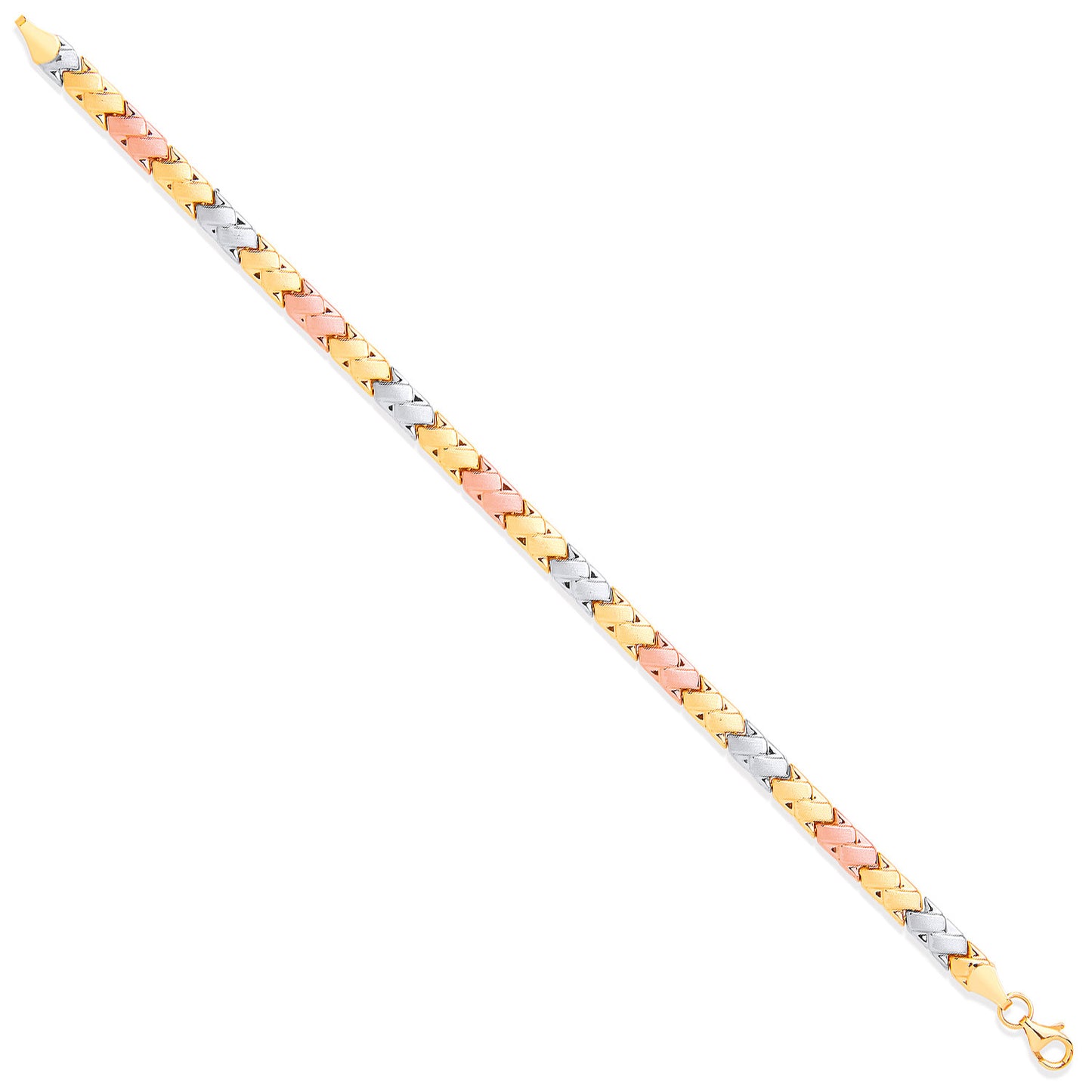 White, R & Yellow Gold Double Kisses Ladies Bracelet - 9ct Gold