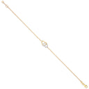 Yellow Gold Plain & Cubic Zirconia Hearts Ladies Bracelet